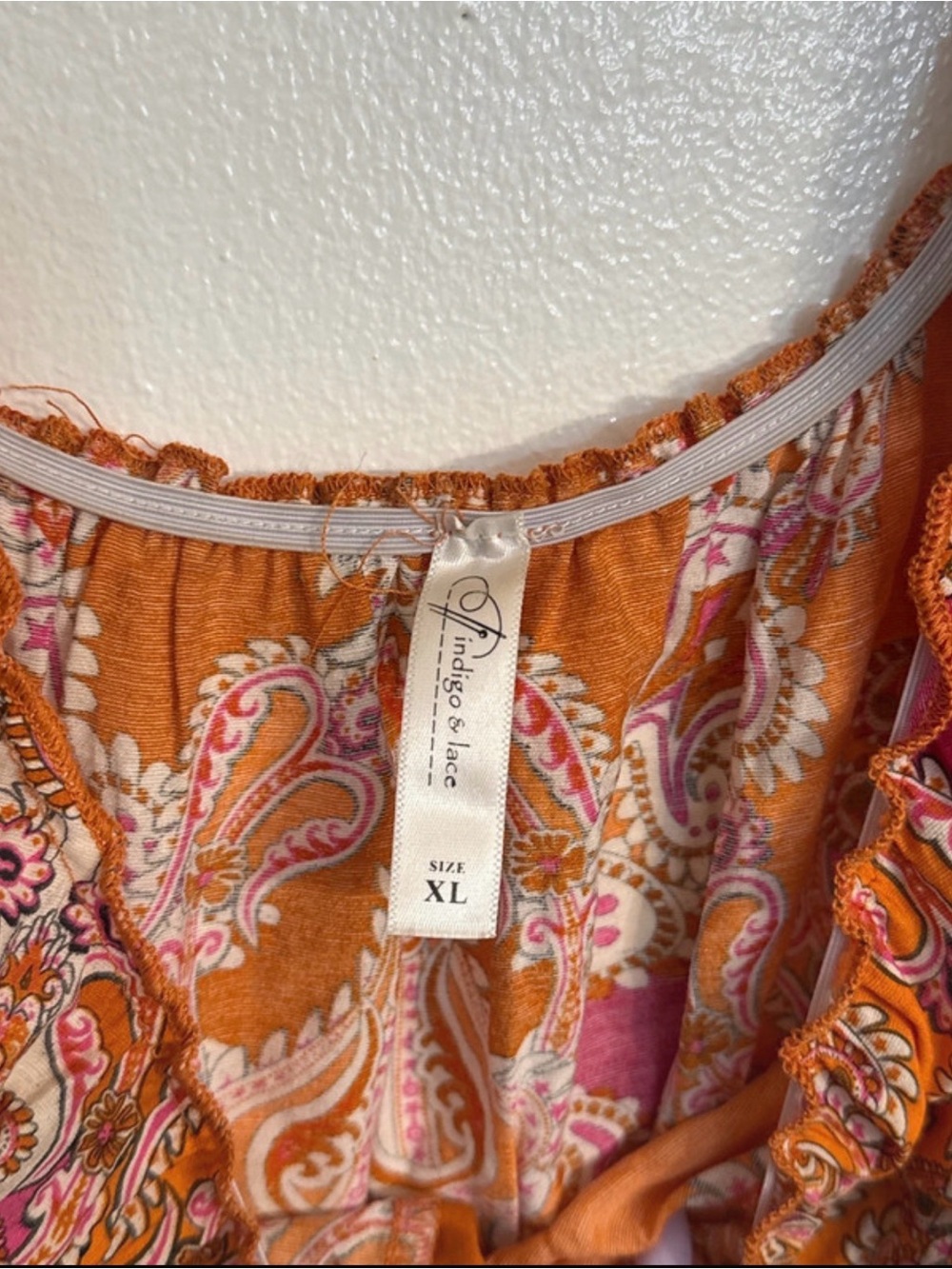 Indigo Orange and Pink Paisley button up front 
Maxi Dress Xl - Picture 2 of 3